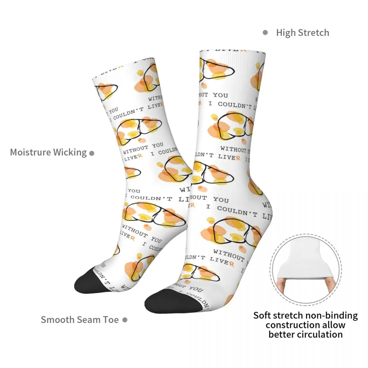 I Couldn't Liver Without You V2.0 Socks Harajuku Sweat Absorbing Stockings All Season Long Socks Accessories for Man Woman Gifts