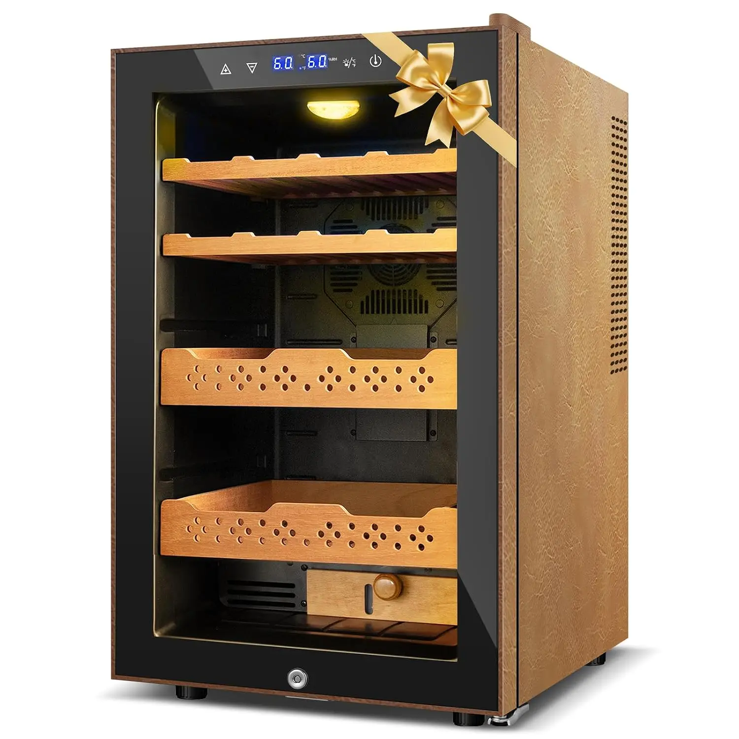 70L Upgraded Electric Humidor, 400 Counts Large Capacity,Thermostatic Electric Cooler Cabinet with Digital LED, Customized