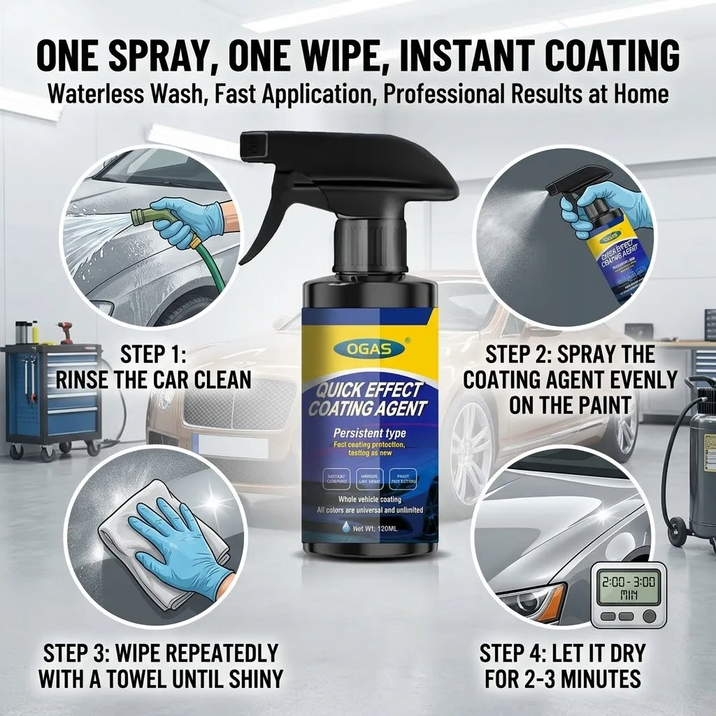 120ml Nano Car Paint Coating Agent Dual Mode Spray Waterless Wash Gloss Enhancer UV Protection Scratch Resistant Auto Surface Care Polish