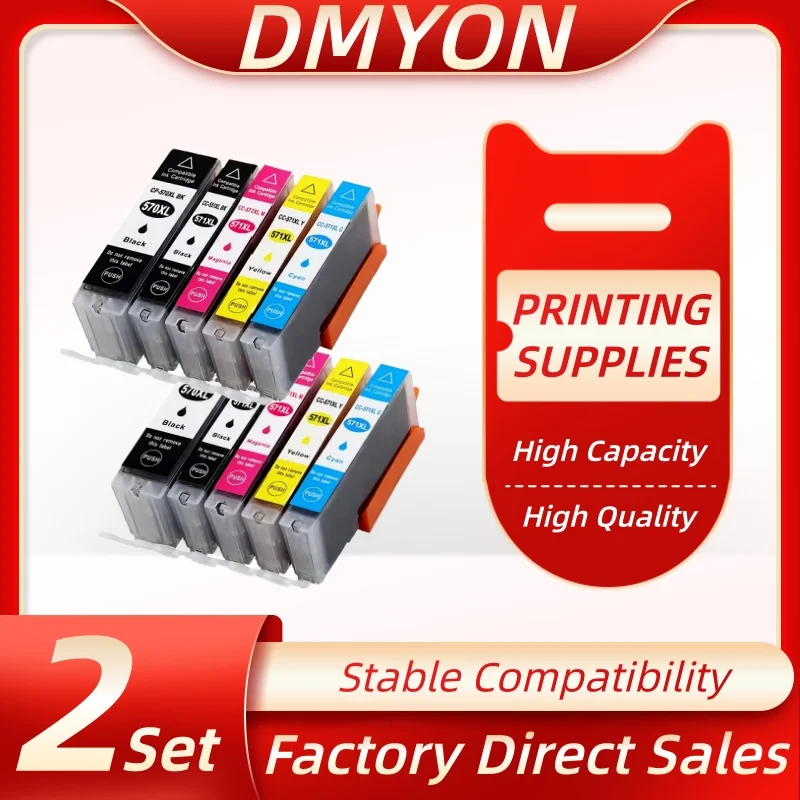 2Set/8pcs PGI-570 CLI-571 Ink Cartridge Compatible For Canon PIXMA MG5750 MG5751 MG6850 MG6851 MG7750 MG7751 MG7752 MG7753