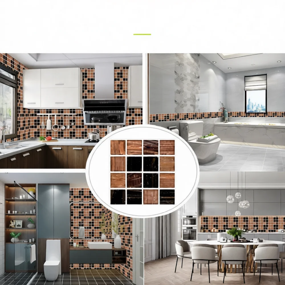 Decorative Mosaic Wall Stickers Self Adhesive Tile Decals Waterproof For Kitchen Bathroom Renovation Modern Wall Paper