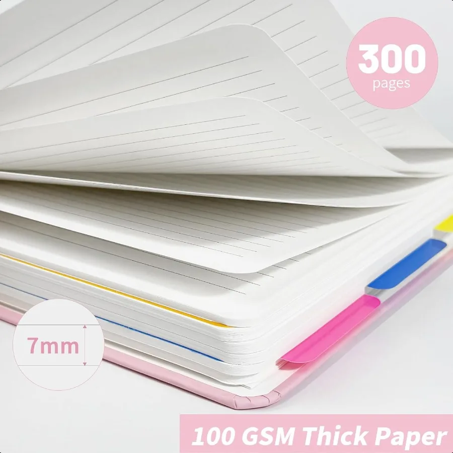 Caderno de 5 assuntos College governado 300 páginas A4 caderno espiral de capa dura com divisórias removíveis abas 8,5 x 11 100GSM linha grande