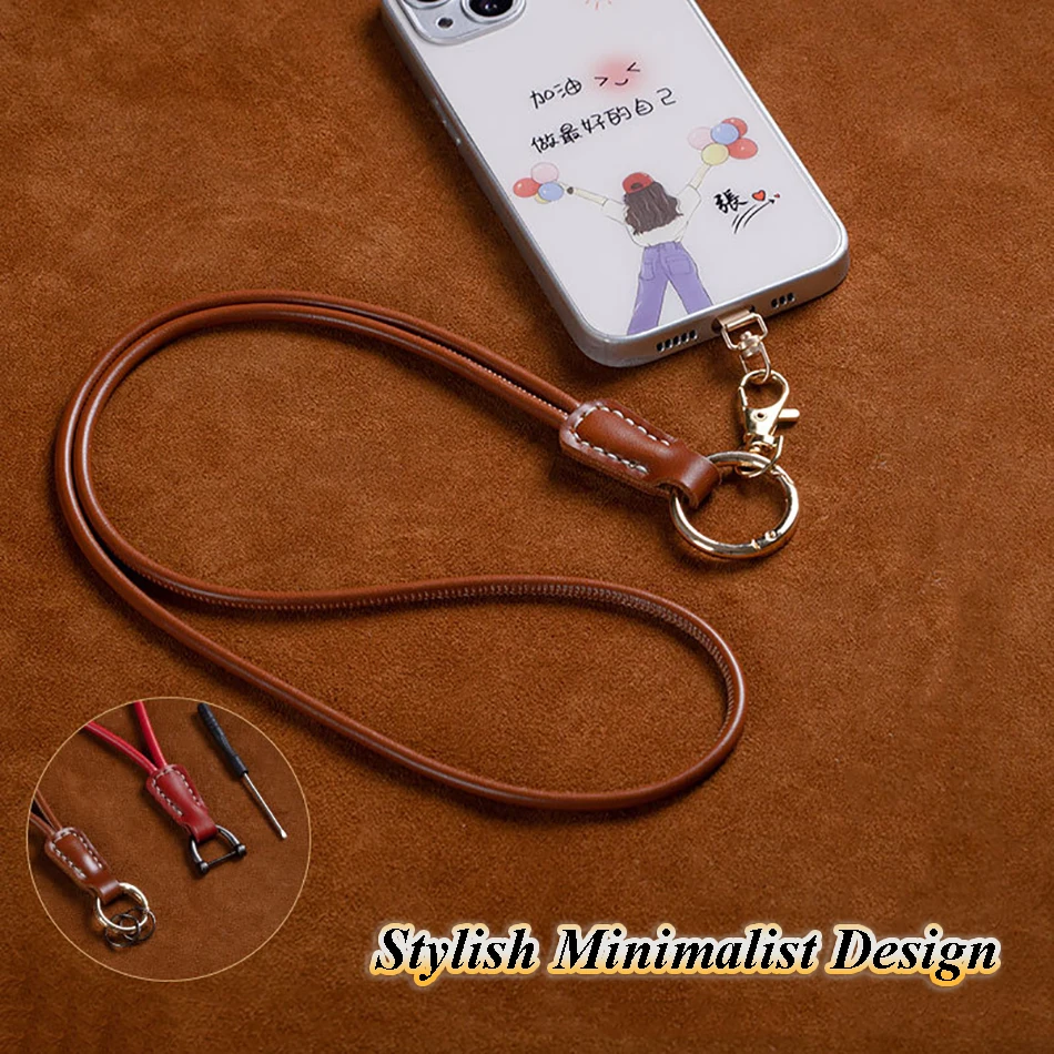 

Многоцелевой ремешок для телефона и удостоверения личности, многофункциональный ремешок из натуральной кожи, легкая минималистичная веревка для рабочей карты