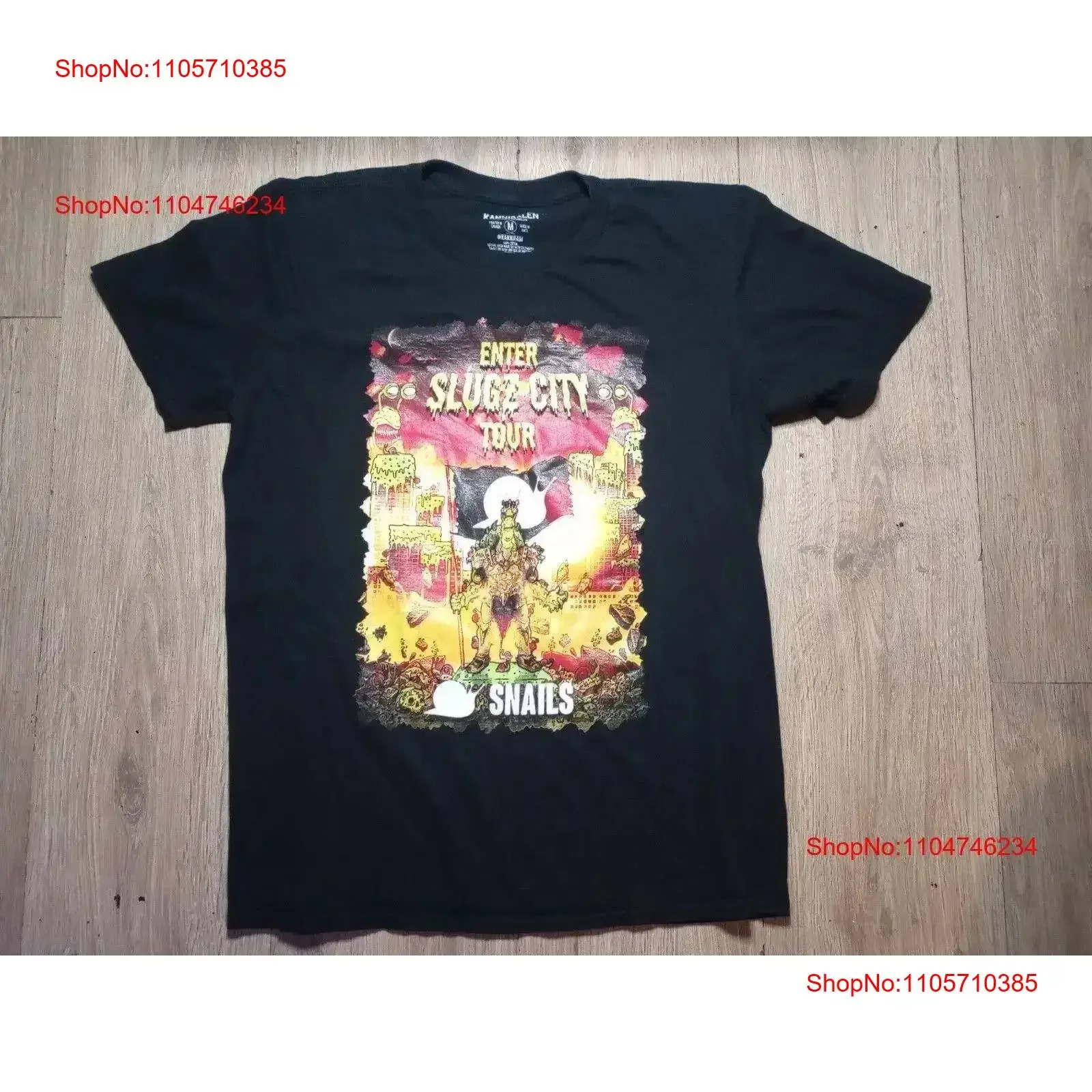 Men's Medium Dj Snails Slugz City Tour T Shirt Used Black vintage Washed Breathable Top For Everyday Wear fashion vintage