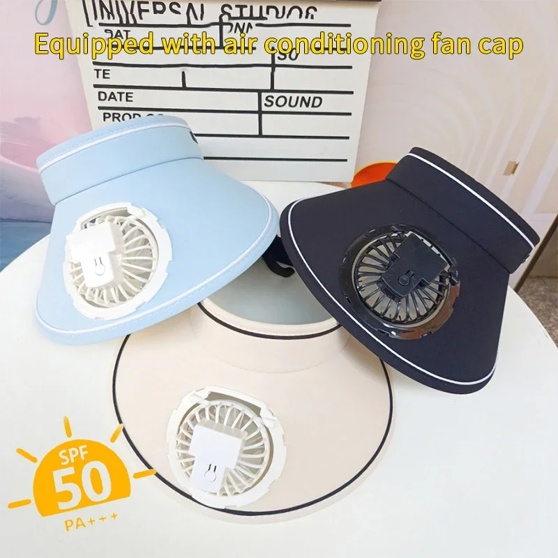 Cappello con ventola di raffreddamento traspirante Ventola per protezione solare Cappello con visiera parasole Cappello da pesca Cappello con visiera di raffreddamento Cappello con ricarica USB Ventilatore per cappello sportivo