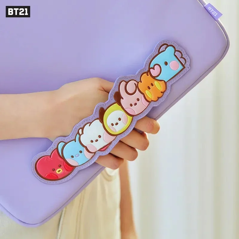 Line Friends Original Fashion Bt21 Minini Series Computer Bag Kawaii Anime Rj Koya Mang Pu Leather Tablet Notebook Storage Case