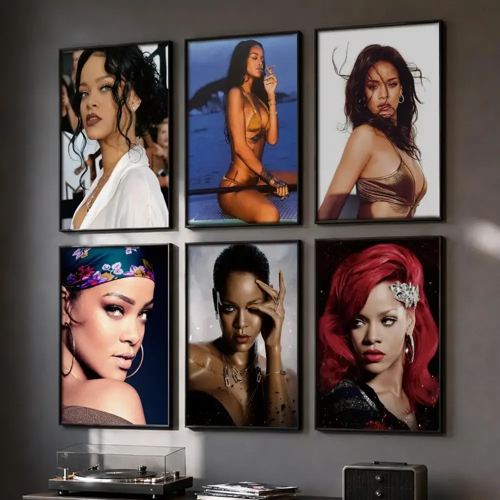 Pop Singer R-Rihanna Painting Calligraphy Canvas Wall Art Prints for Living Room Bedroom Home Decor Gift