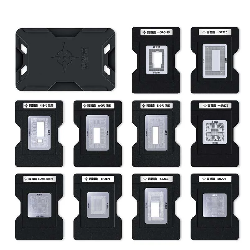 XINZHIZAO XZZ 10in1 Notebook CPU Tin Planting Station Universal Magnetic Base Positioning Plate BGA Reballing Stencil Kit