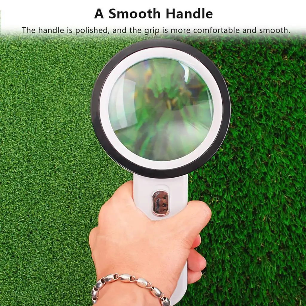 Portable Magnifier with LED Light 30X High Power Lens Handheld Magnifying Glass for Reading and Nature Exploration