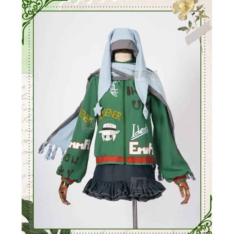 Juego Identity V Emma Woods, disfraz de chica de jardinero, abrigo, falda, cubierta para pierna, bufanda, gafas, fiesta de Halloween, conjunto informal para mujer y hombre
