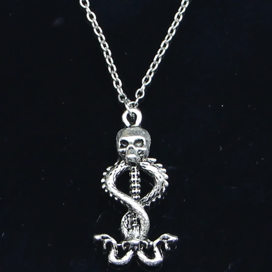 

20pcs New Fashion Necklace 37x20mm Skull Skeleton Wand Pendants Short Long Women Men Colar Gift Jewelry Choker