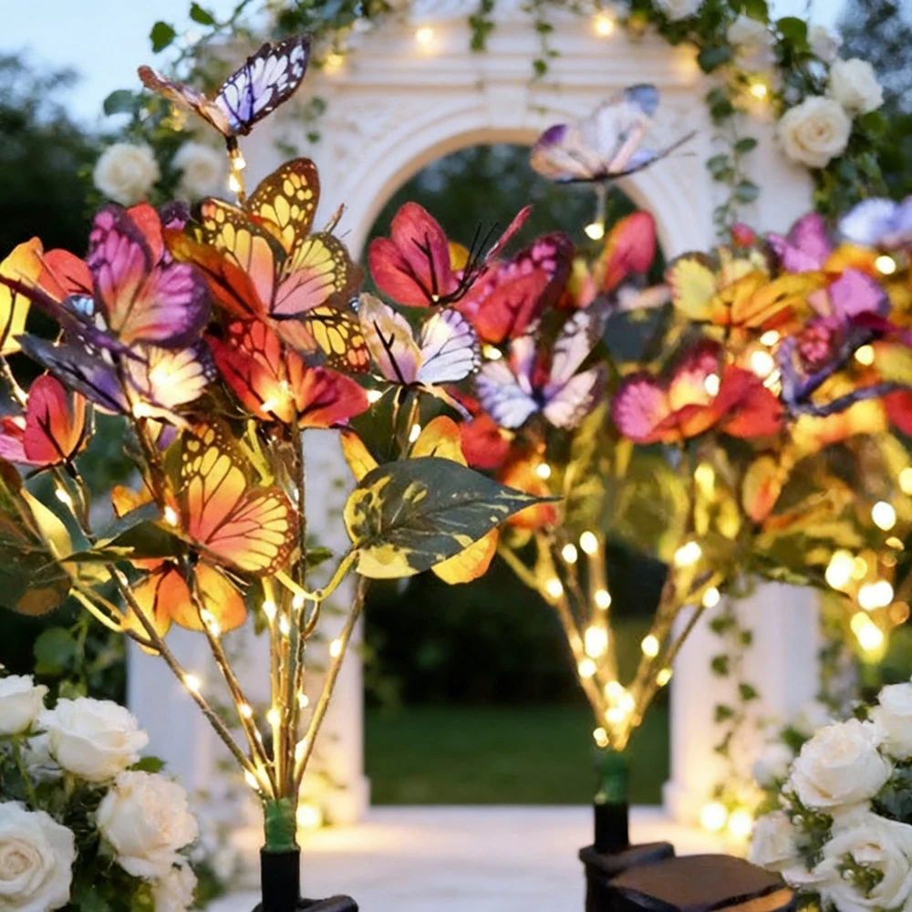 

Solar LED Butterfly Flower Light Outdoor Simulation Butterfly Lawn Lamp Garden Waterproof Landscape for Home Wedding Christmas