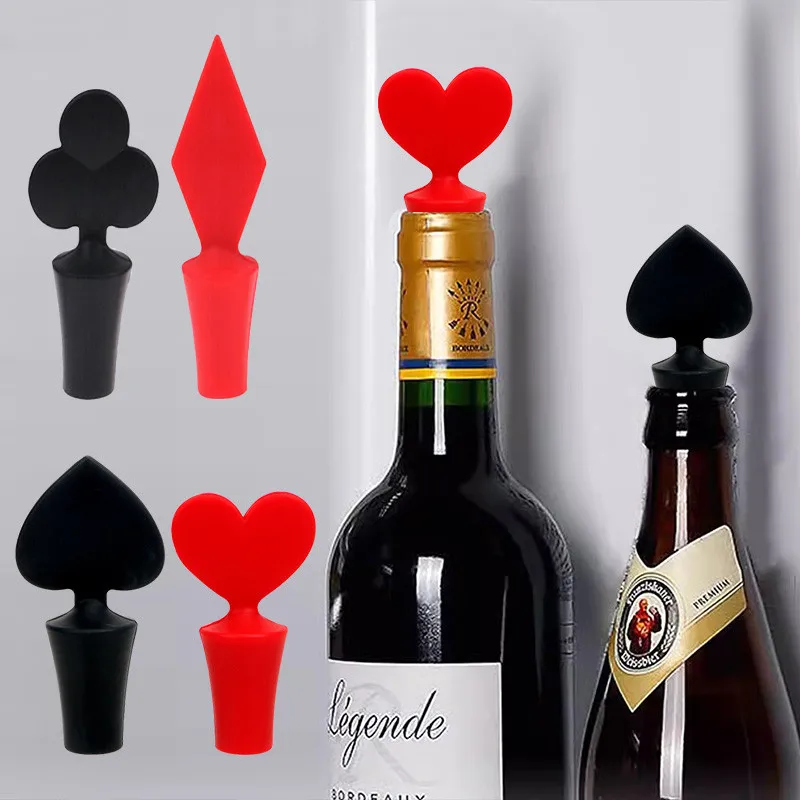 Silicone Red Heart Wine Bottle Stopper Creative Lovely Convenient Seal Red Wine Beer Champagne Stopper Home Kitchen Bar Tool