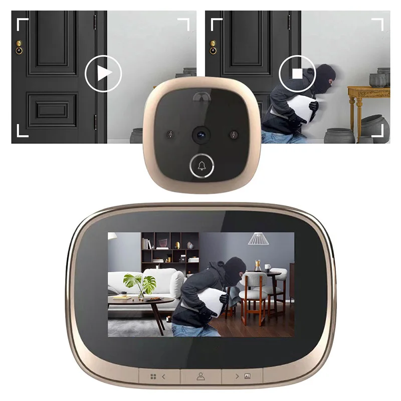 4.3 Inch Digital Doorbell LCD Color Screen 120 Degree Electronic Peephole Door Camera Viewer PIR Night Vision Outdoor Door Bell