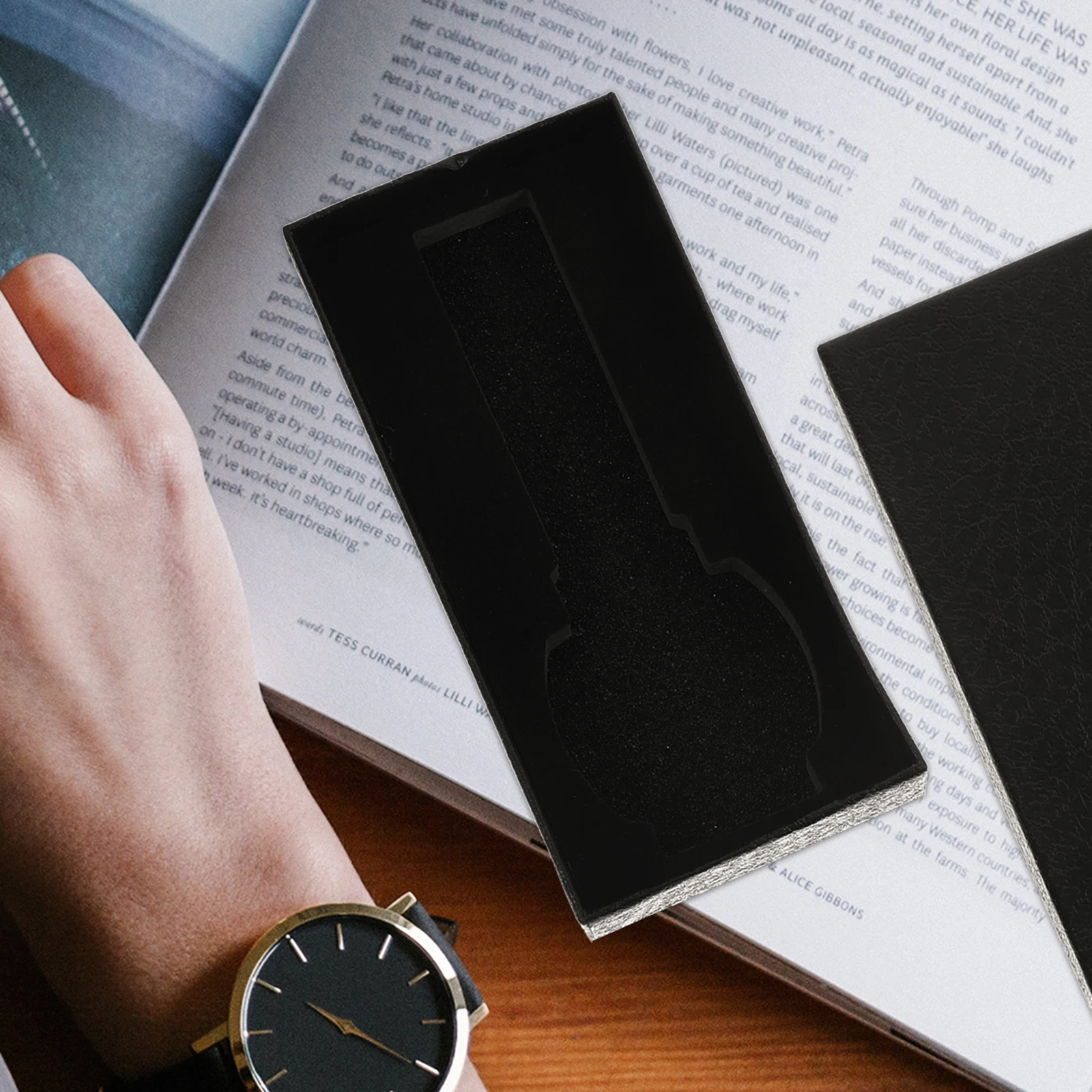 

10 Pcs Watch Packaging Boxes Stylish Rectangular Lightweight Craft Paper Black For Watches Jewelry Case Storage ganizer