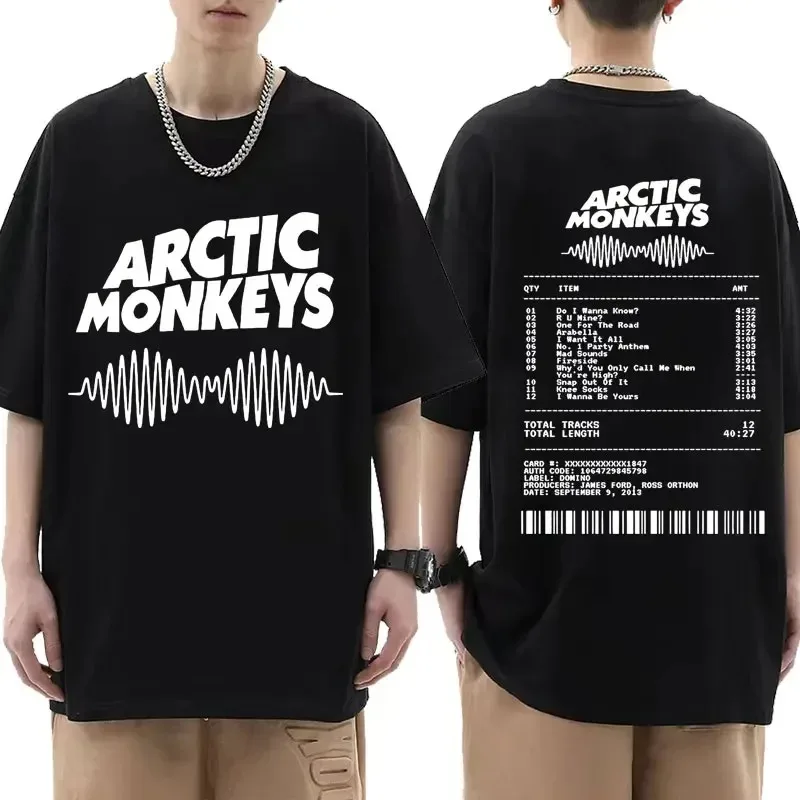 Cotton Arctic Monkeys Inspired T Shirt Album List Doodle Print Vintage T-shirt Men Hip Hop Punk Short Sleeve Tshirts Streetwear