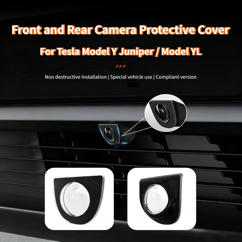 Front Rear Camera Protection Covers for Tesla Model Y/YL Juniper 2026 Anti-collision Lens Protector PC Dust Cover Accessories