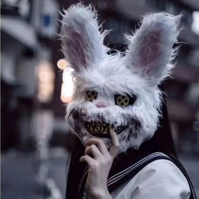 Masque de lapin en peluche sanglant pour femmes et hommes, masque d'horreur réaliste, masque d'ours sanglant doux et confortable, accessoires de mode, festival d'Halloween