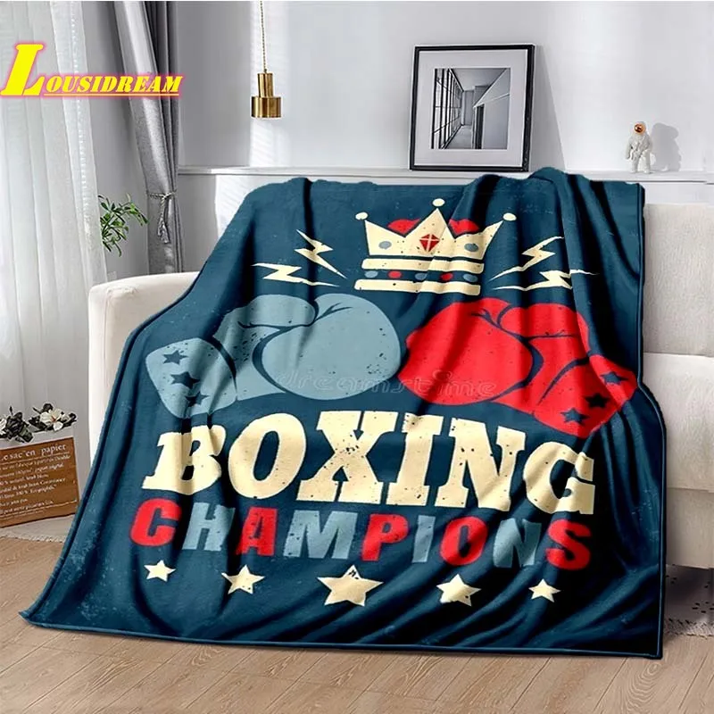 Boxing Boxer Retro Blanket Fashionable and Beautiful Flannel Blanket Sofa Sheets Car Travel Camping Warm Quilt Birthday Gift