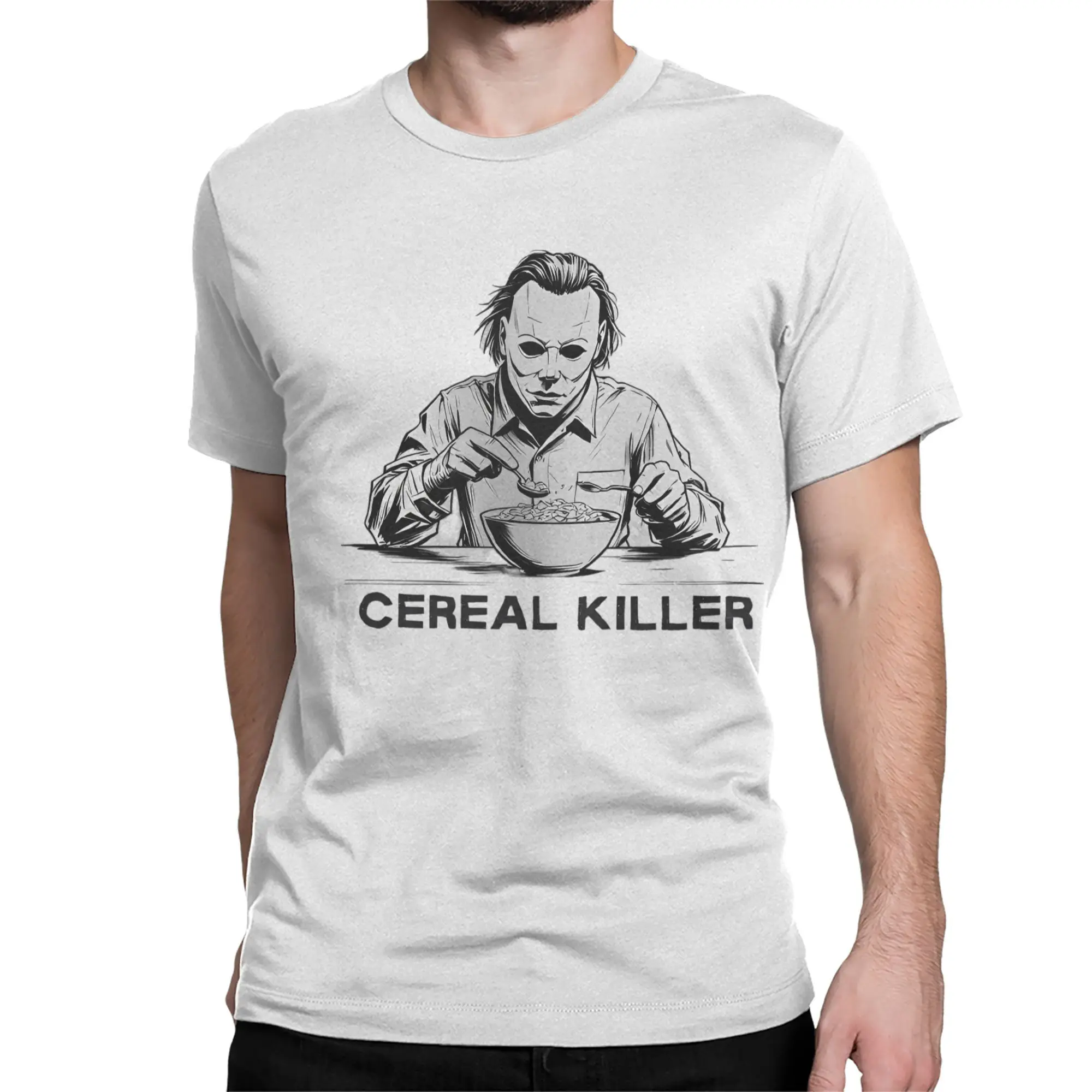 Cereal Killers Horror for Men Women T Shirt Michael Myers Novelty Tee Shirt Short Sleeve Crew Neck T-Shirts Cotton Original Tops