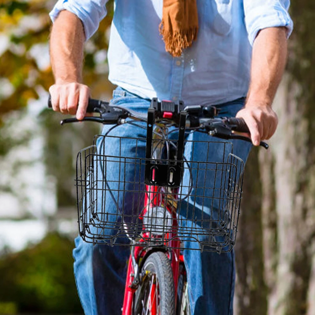 

Bicycle Basket Bike Storage Front H Girls Scooter Multifunction Metal Durable Large Capacity Easy Clean Install