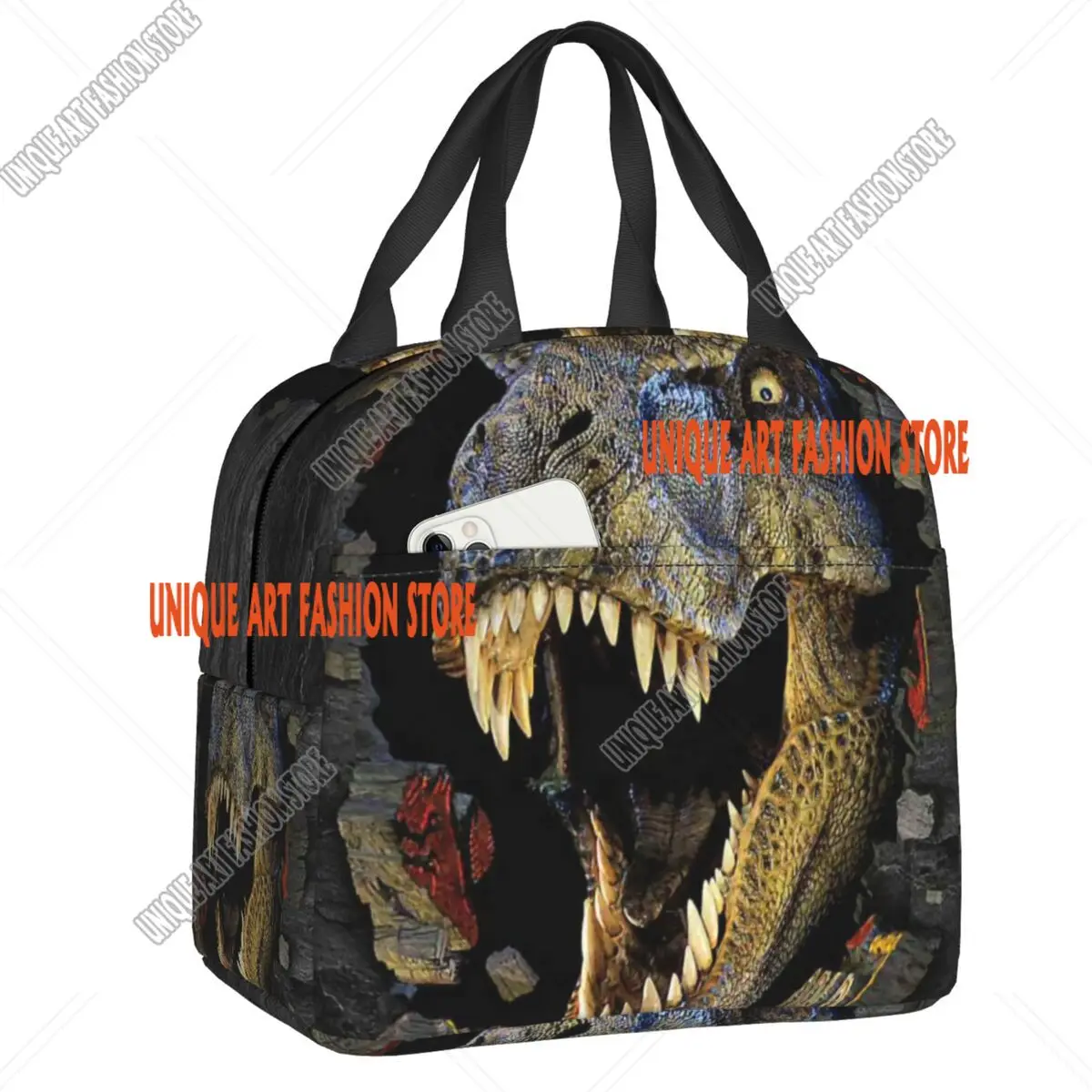 Custom Jurassic Park Logo Insulated Lunch Bag for Women Leakproof Dinosaur Movie Cooler Thermal Lunch Box Kids School Children