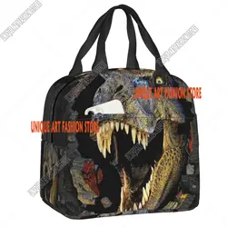Custom Jurassic Park Logo Insulated Lunch Bag for Women Leakproof Dinosaur Movie Cooler Thermal Lunch Box Kids School Children