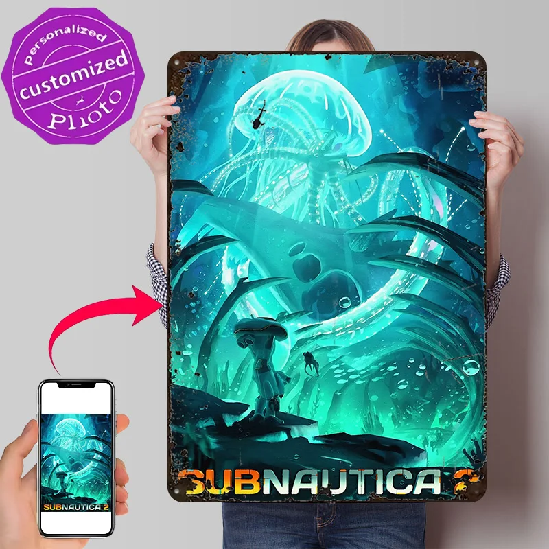Subnautica 2 Underwater Scene 3D Texture Printed Poster Custom Vintage Metal Tin Plate Sign for Wall Art Decor Room Wand Deko