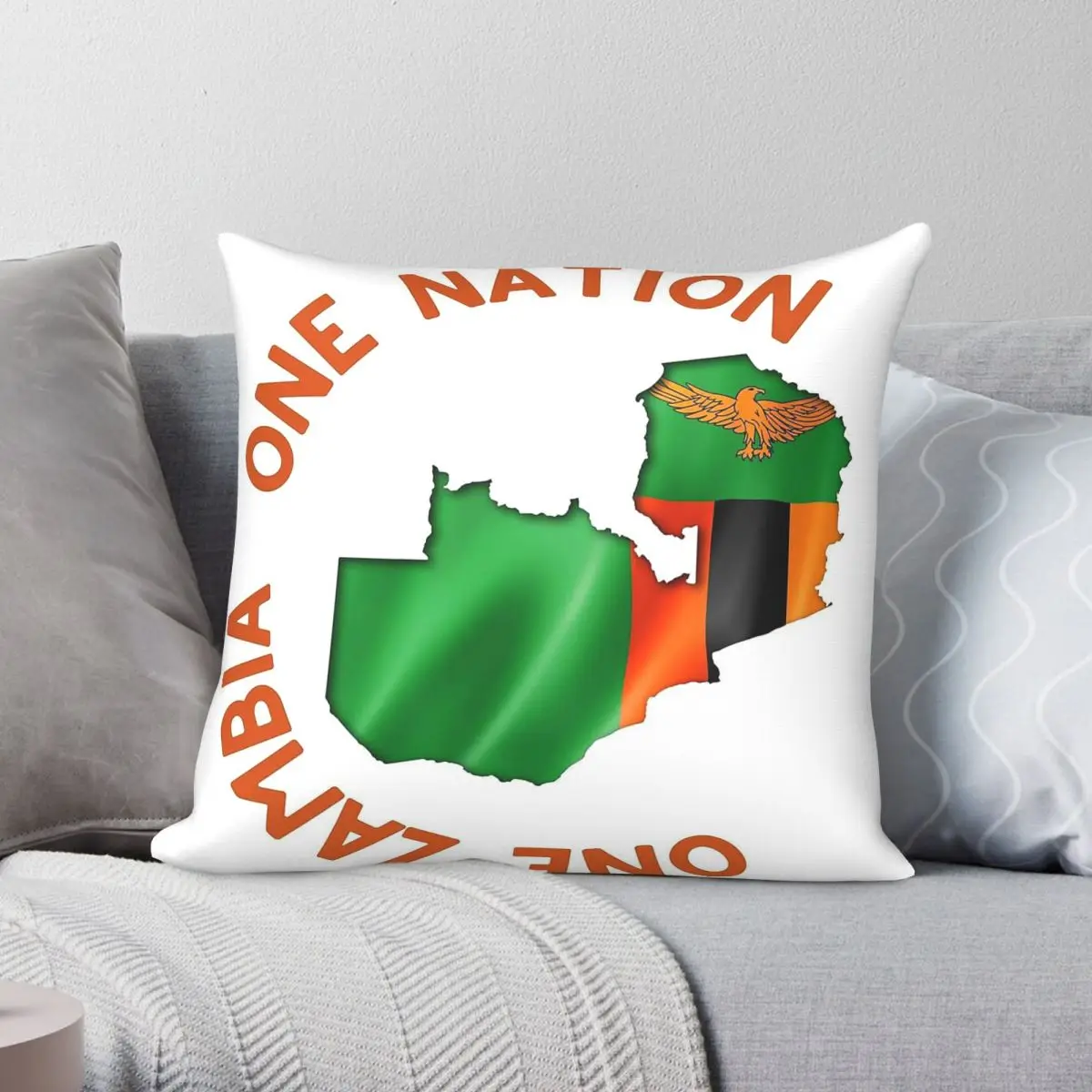 One Zambia One Nation Square Pillowcase Polyester Linen Velvet Creative Zip Decorative Throw Pillow Case Sofa Cushion Case 18