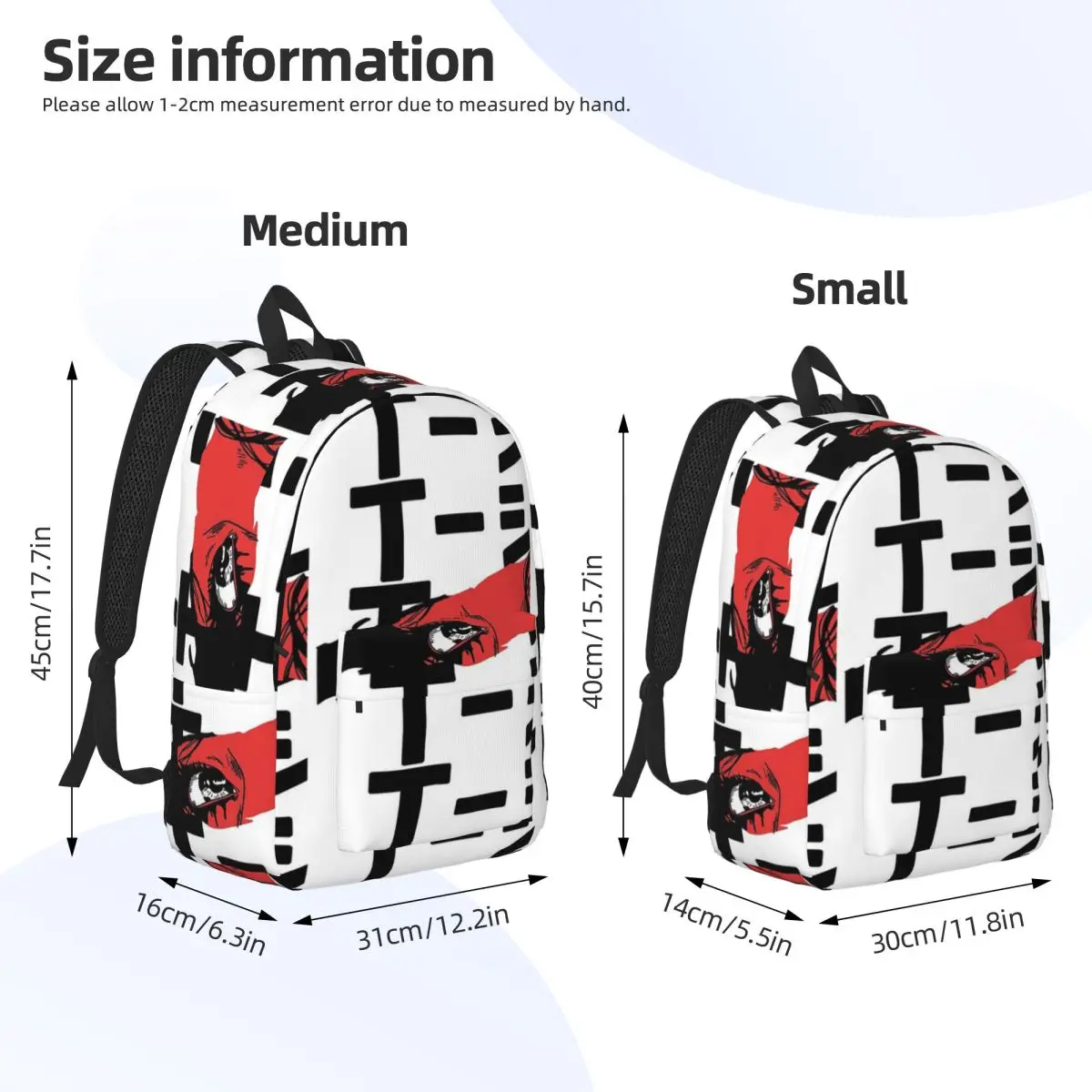 قميص أنيمي يقول تي شيرت باللغة اليابانية حقيبة ظهر بسيطة وأنيقة من القماش حقيبة ظهر للسفر