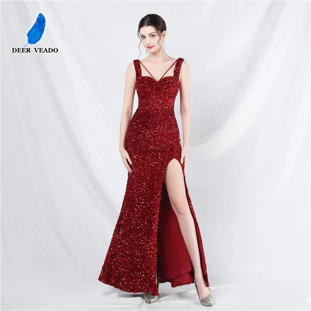 

DEERVEADO Elegant Evening Party Dresses Gala 2024 Formal Occasion Dresses for Special Events Mermaid Slit Prom Dresses Long