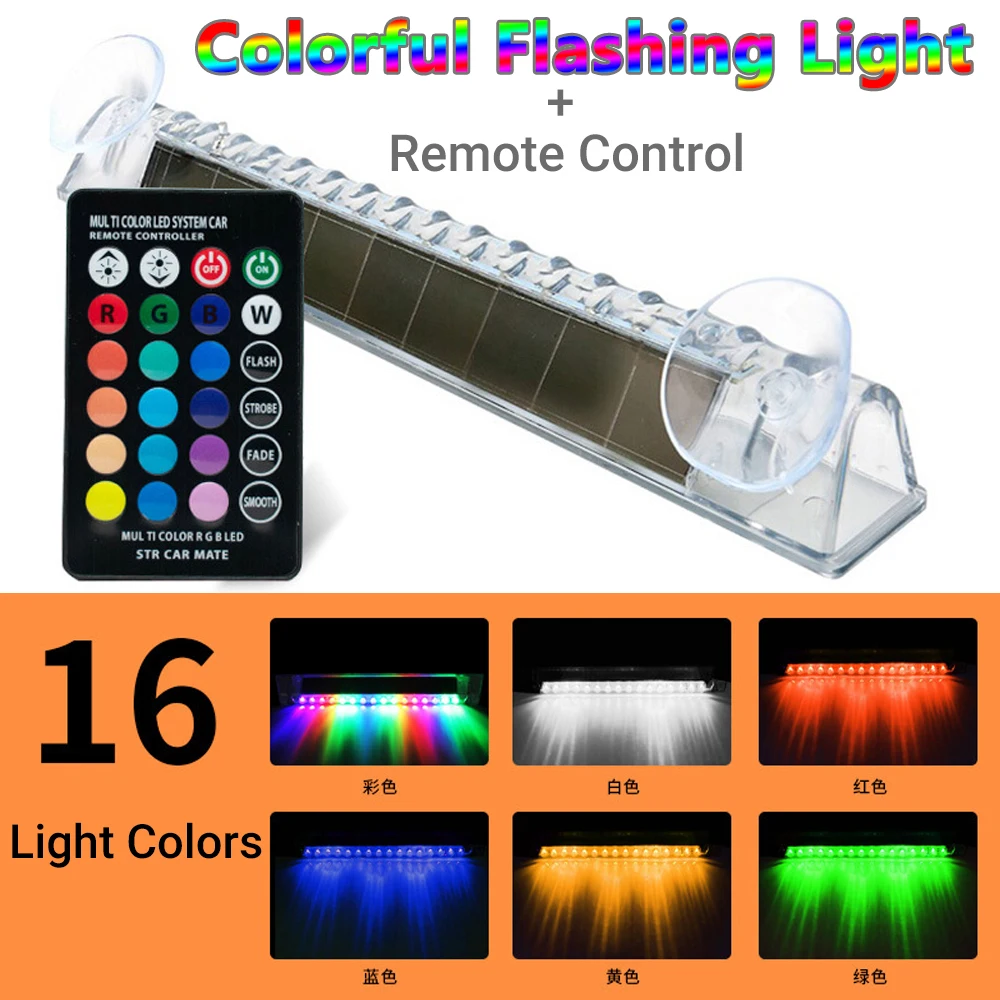 

LED Wireless Car Strobe Light Windshield Solar Warning beacon Indicator Light Anti-collision Colorful taillights For Emergency
