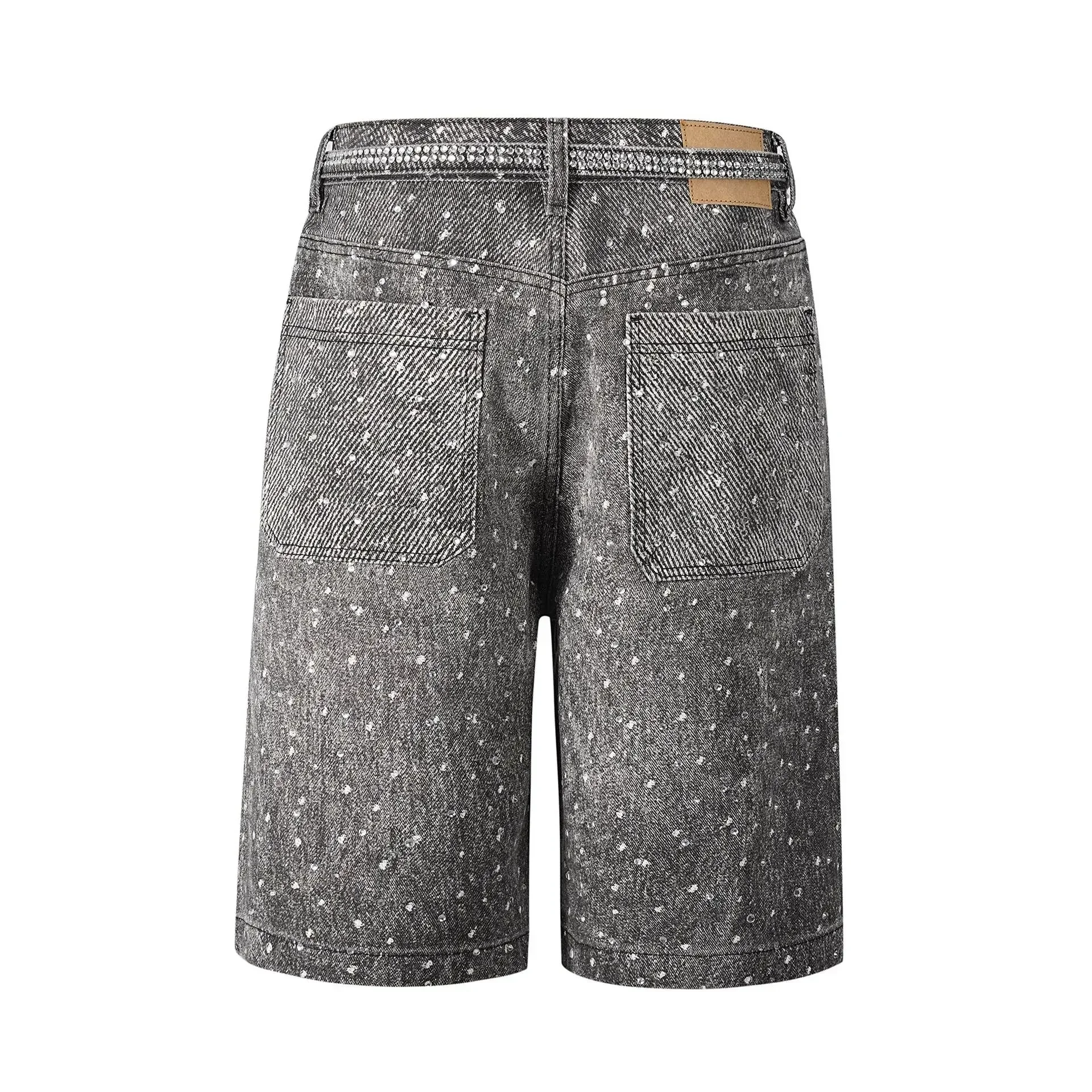Pop ฤดูร้อนใหม่แฟชั่นผู้ชาย Casual ล้าง Vintage Splashed หมึกสีขาวตรงกางเกงยีนส์กางเกงขาสั้น Slim Denim กางเกงขาสั้นชายผู้ชาย Street