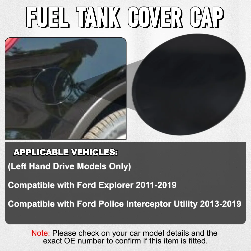 

Fuel Gas Tank Filler Door Lid Cover Flap Cap for Ford Explorer 2011-2019 Police Interceptor Utility 2013-2019 Black White