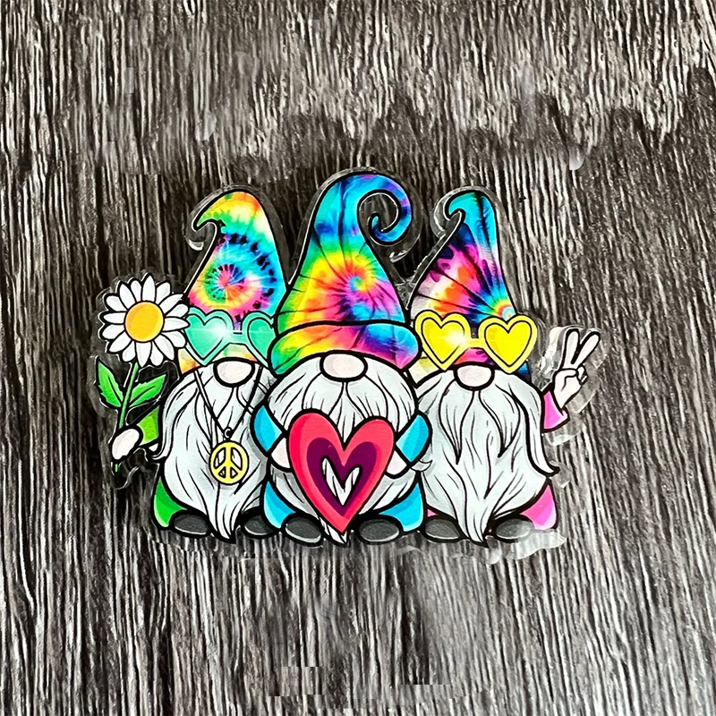 NEW! Cute Rainbow Gnome Badge Reel Bade Holder for Doctor Nurse Retractable 360 Rotating Alligator Nursing Pharmacist  Gift