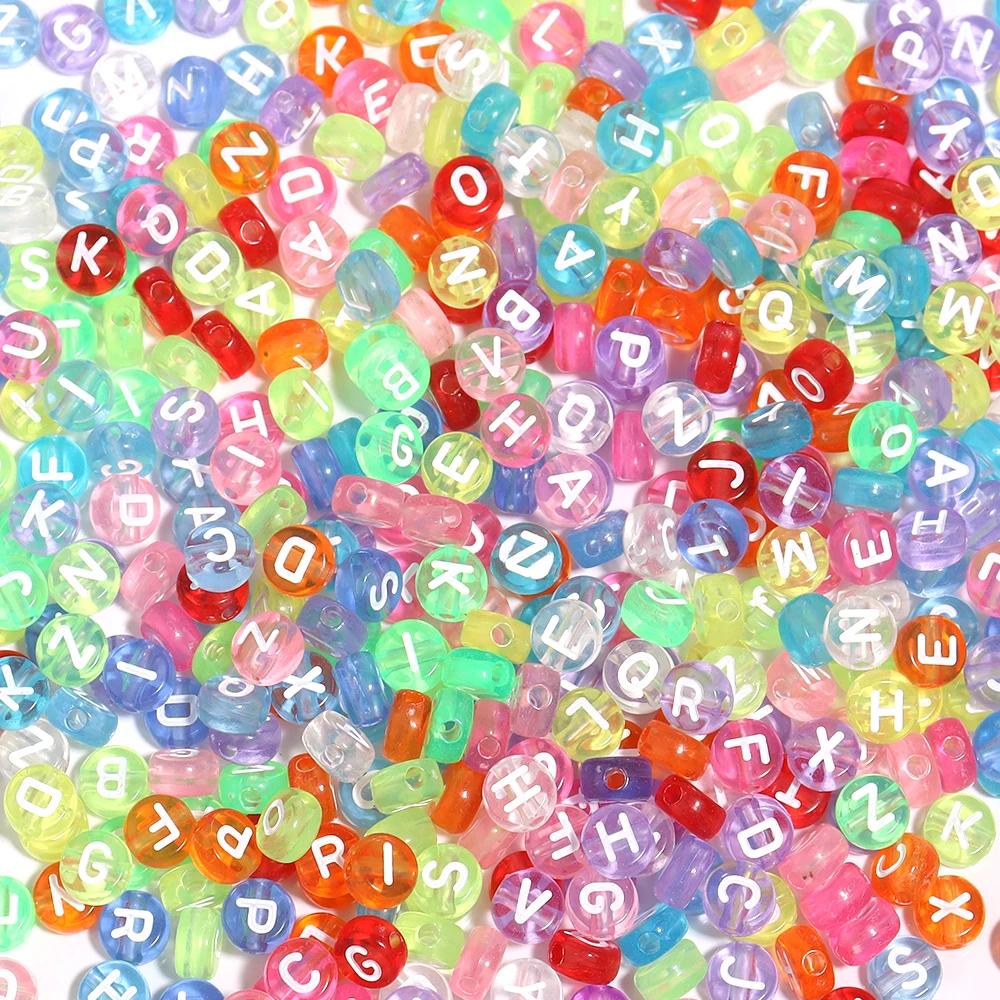 100pcs/lot Acrylic Oblate Alphabet Beads Colorful Transparent Letter Beads For DIY Jewelry Making Necklace Bracelets Accessories image 4