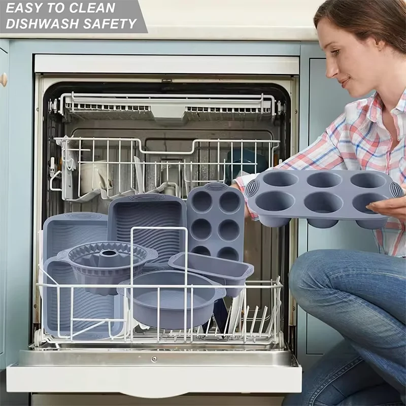 سيليكون مخدد كعكة المقالي غير عصا المطبخ فرن الخبز المقالي سهلة الإصدار فرن كعكة قوالب مع الكعك عموم دونات عموم رغيف عموم #6