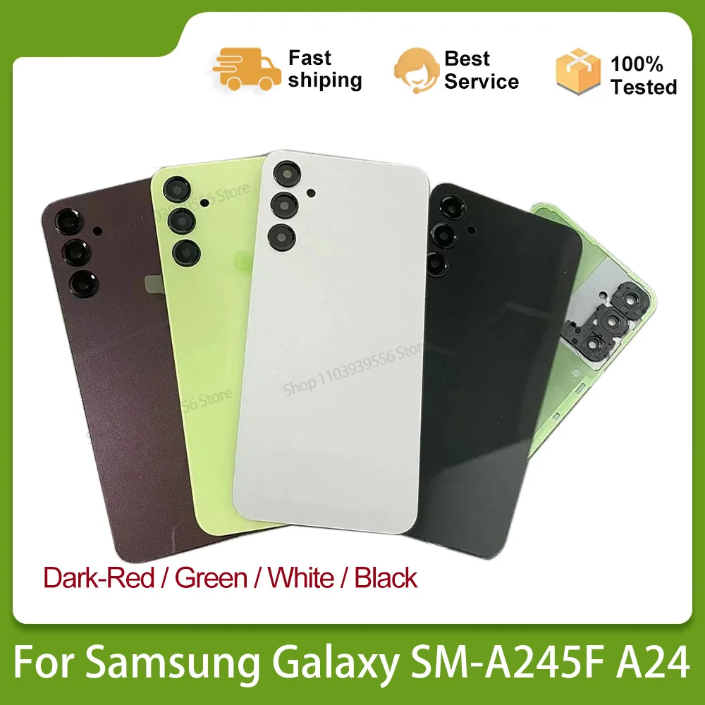 Back Battery Case For Samsung Galaxy SM-A245F A24 a24 4G Rear Door Housing Cover Replacement with Camera Lens Adhesive Sticker