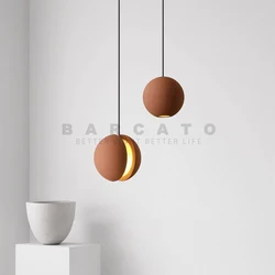 Wabi Sabi Cement Led Pendant Lights Nordic creative Industrial Retro Hotel Restaurant Bar Bedside Moon/Planet Modern Chandelier