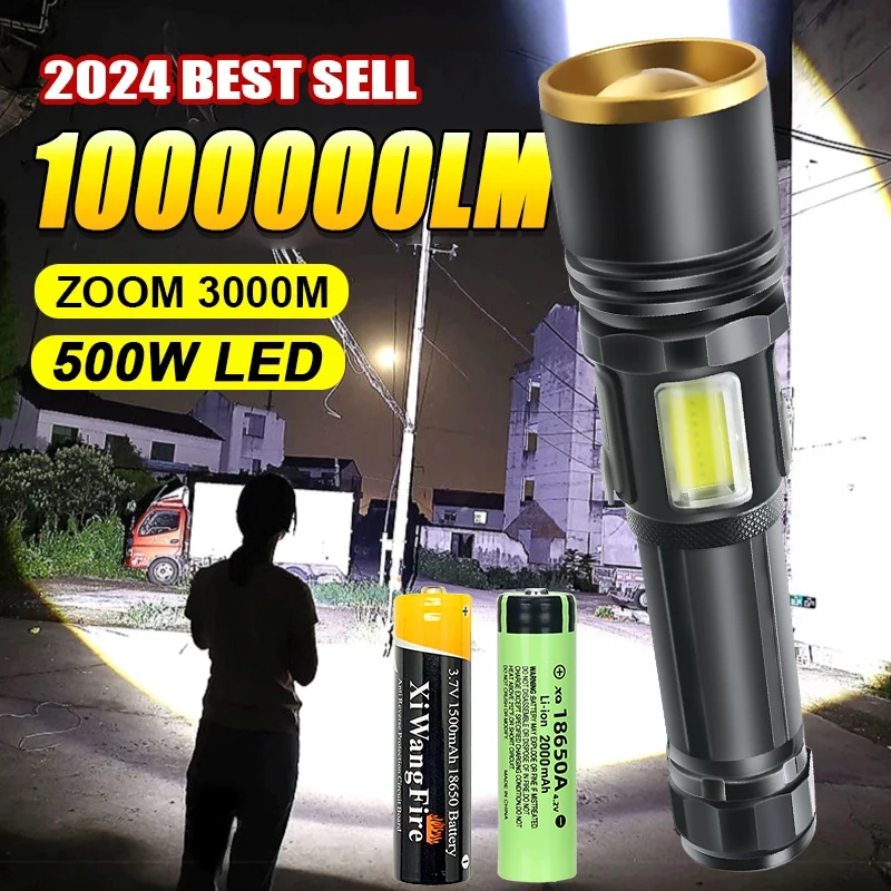 

High Power LED Flashlight Portable Zoom Tactical Torch Type-C Rechargeable Outdoor Camping Hiking Emergency Flashlights Lantern