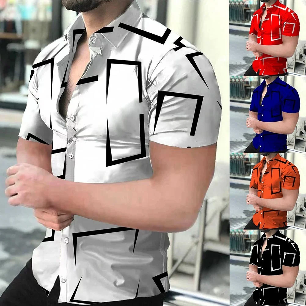 2023 New High Quality Hawaiian Baroque Short Sleeve 3D Printed Men\'s Shirt