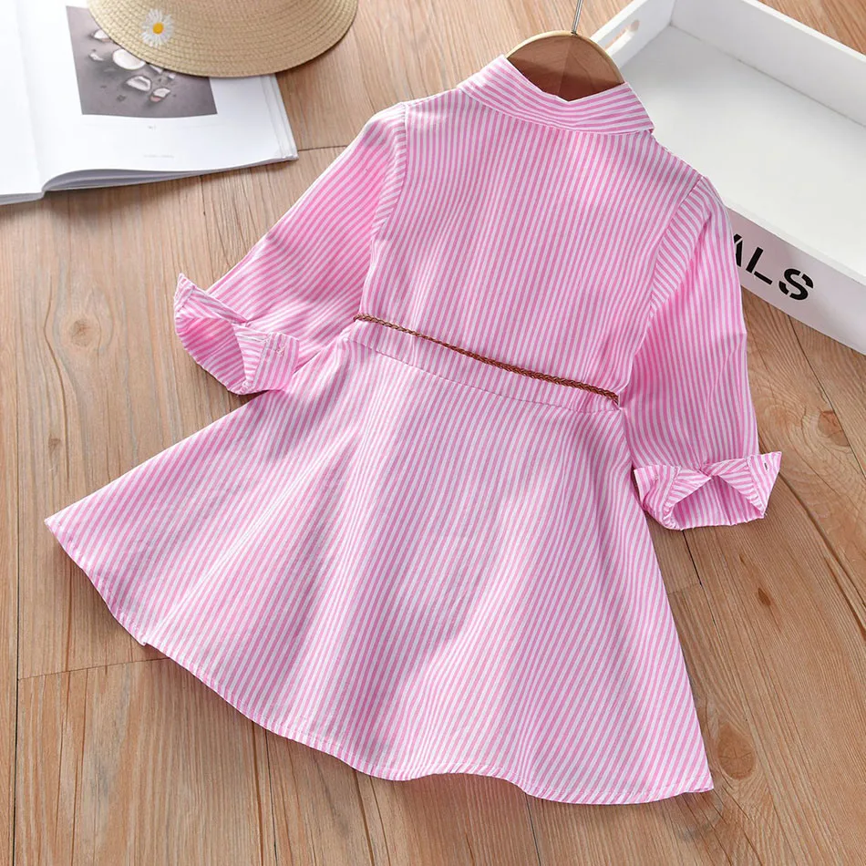 Children's Clothing Spring And Autumn Style Girls Korean Version Long Sleeved Dress Striped Shirt Long Sleeved Dress