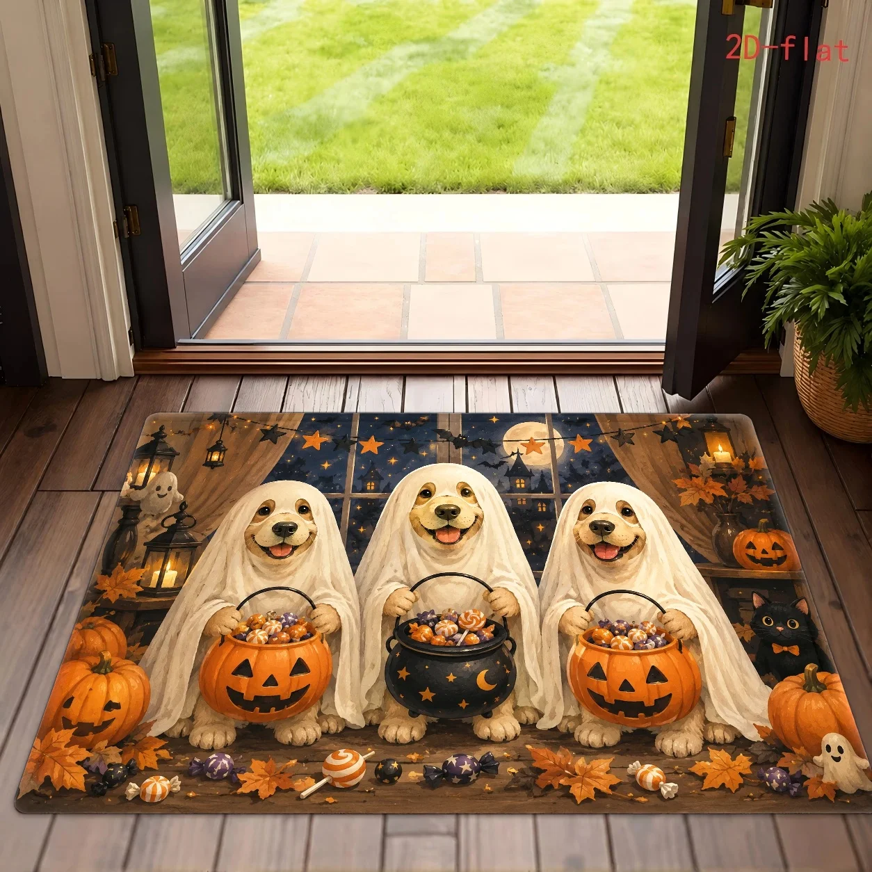 Welcome Door Mat Autumn Thanksgiving Orange Pumpkins Printed Floor Carpet Sunflower Blossom for Entrance Hallway Home Decor