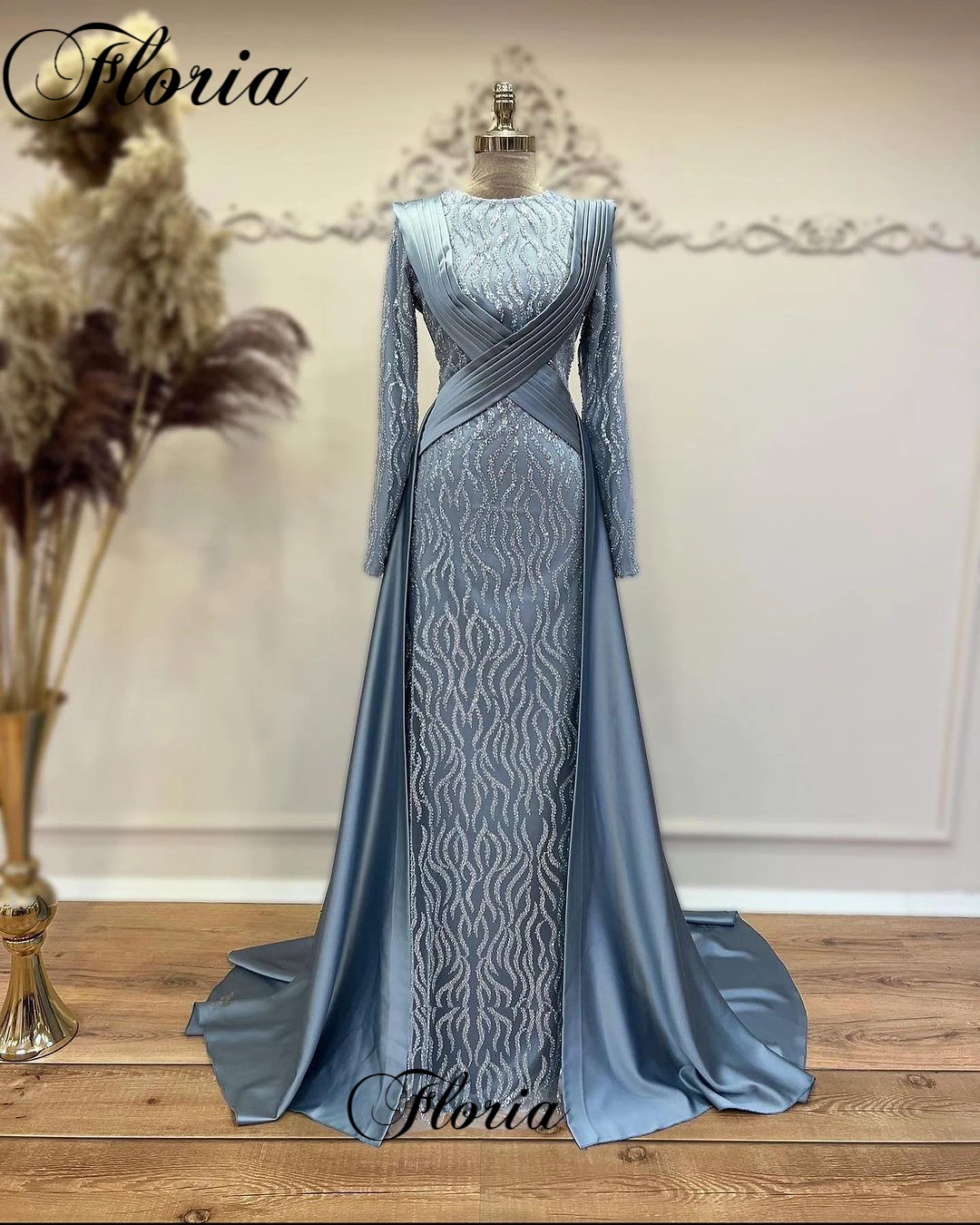 Vintage Muslim Evening Dresses Long Sleeves Mermaid Formal Occasion Dresses Wedding Guests Dresses For Women Robes De Soirée