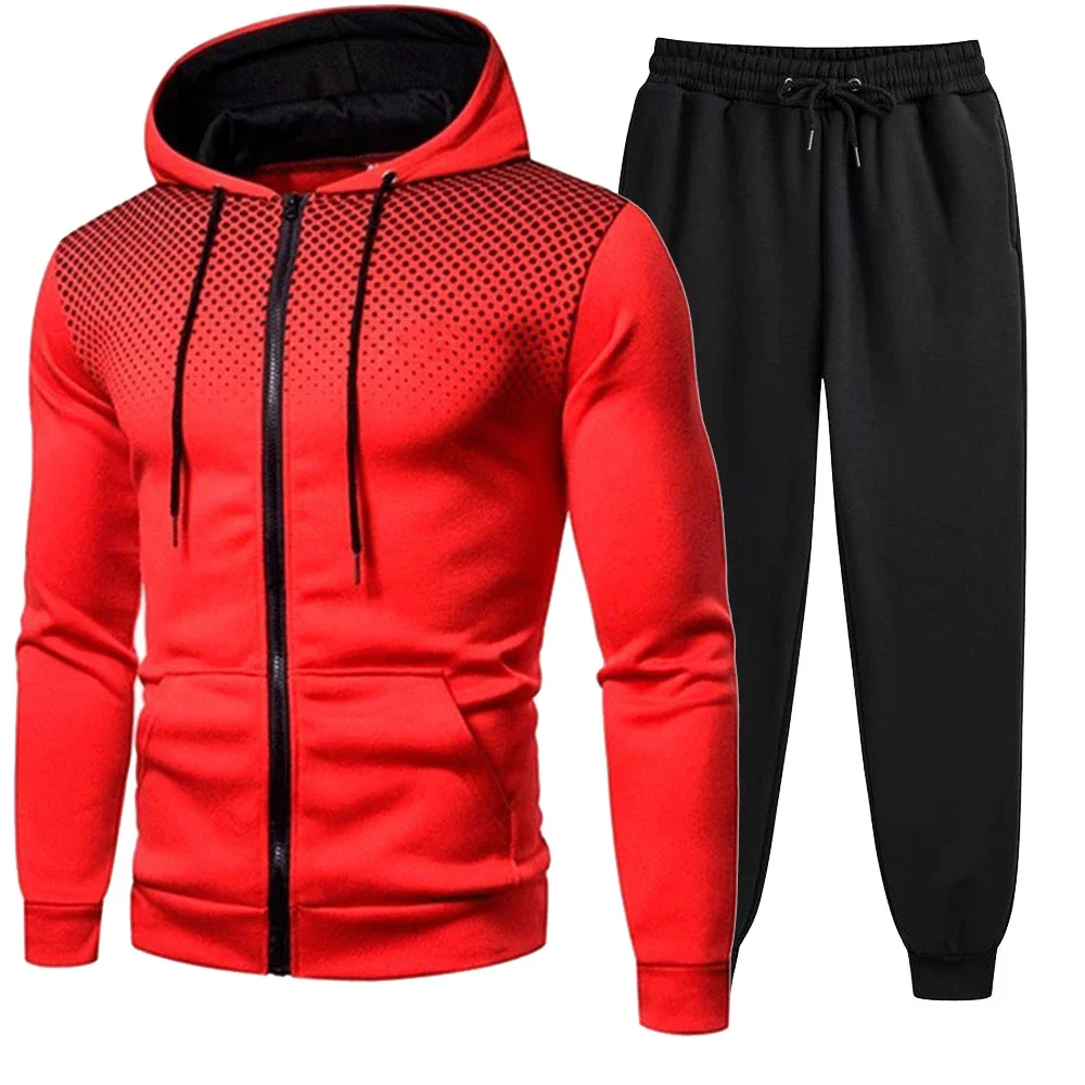 

Autumn and Winter Men's Sports Set Hoodie Set Zipper Sports Shirt Casual Sports Pants Running Set