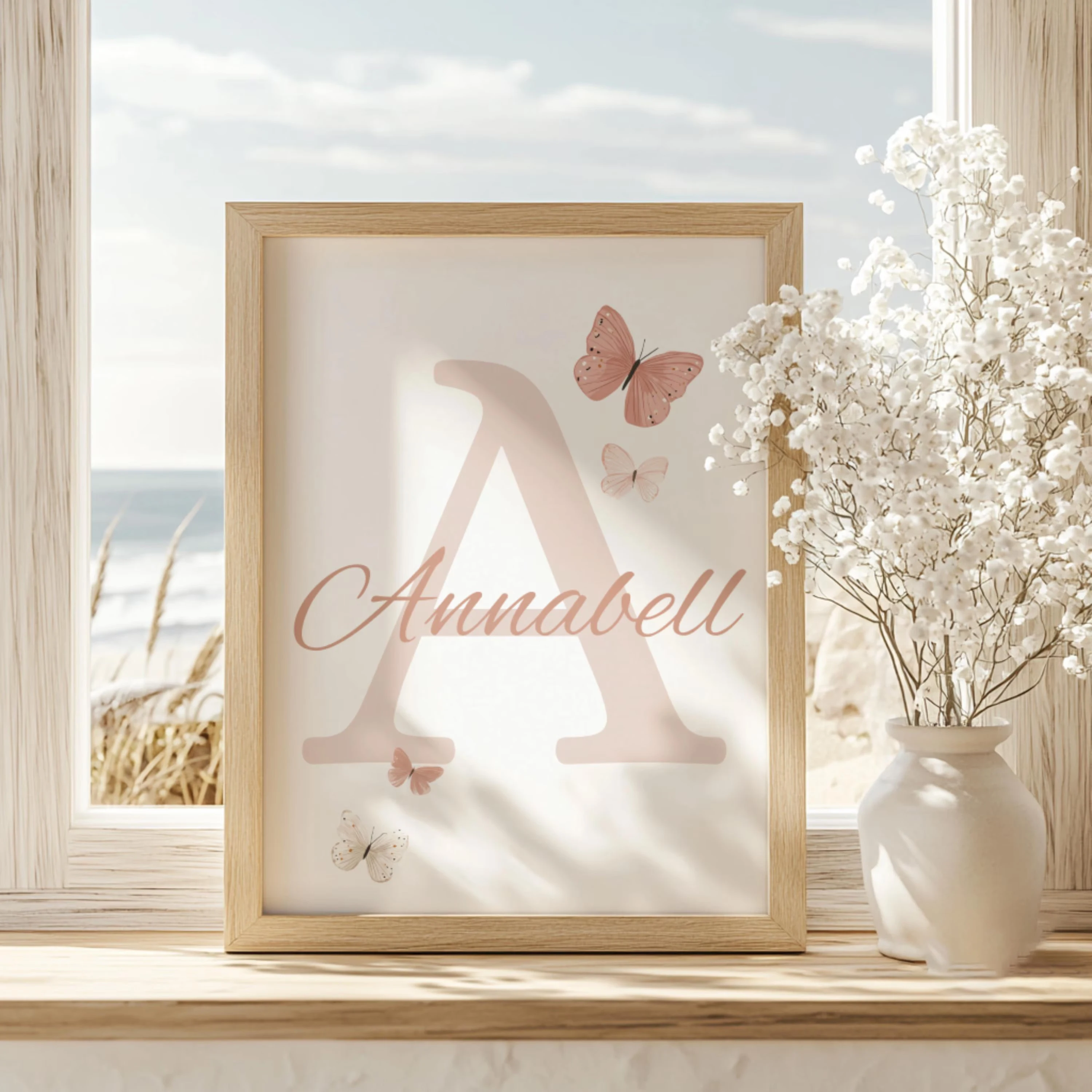 3pcs/set Bohemian Flower Heart Custom Name & Initials Canvas Printing Butterfly Nursery Wall Art Poster Suitable for Home Decor image 3
