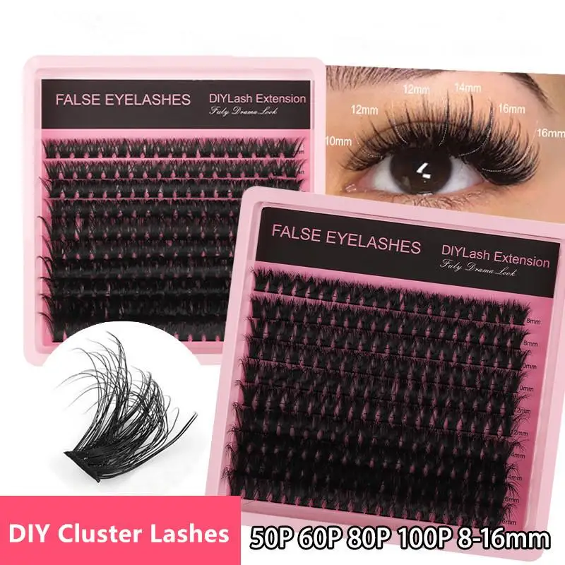 Volume Wispy Lash Clusters Fluffy D Curl 8 to 16mm Mink Eyelash Extensions for Party and Daily Wear