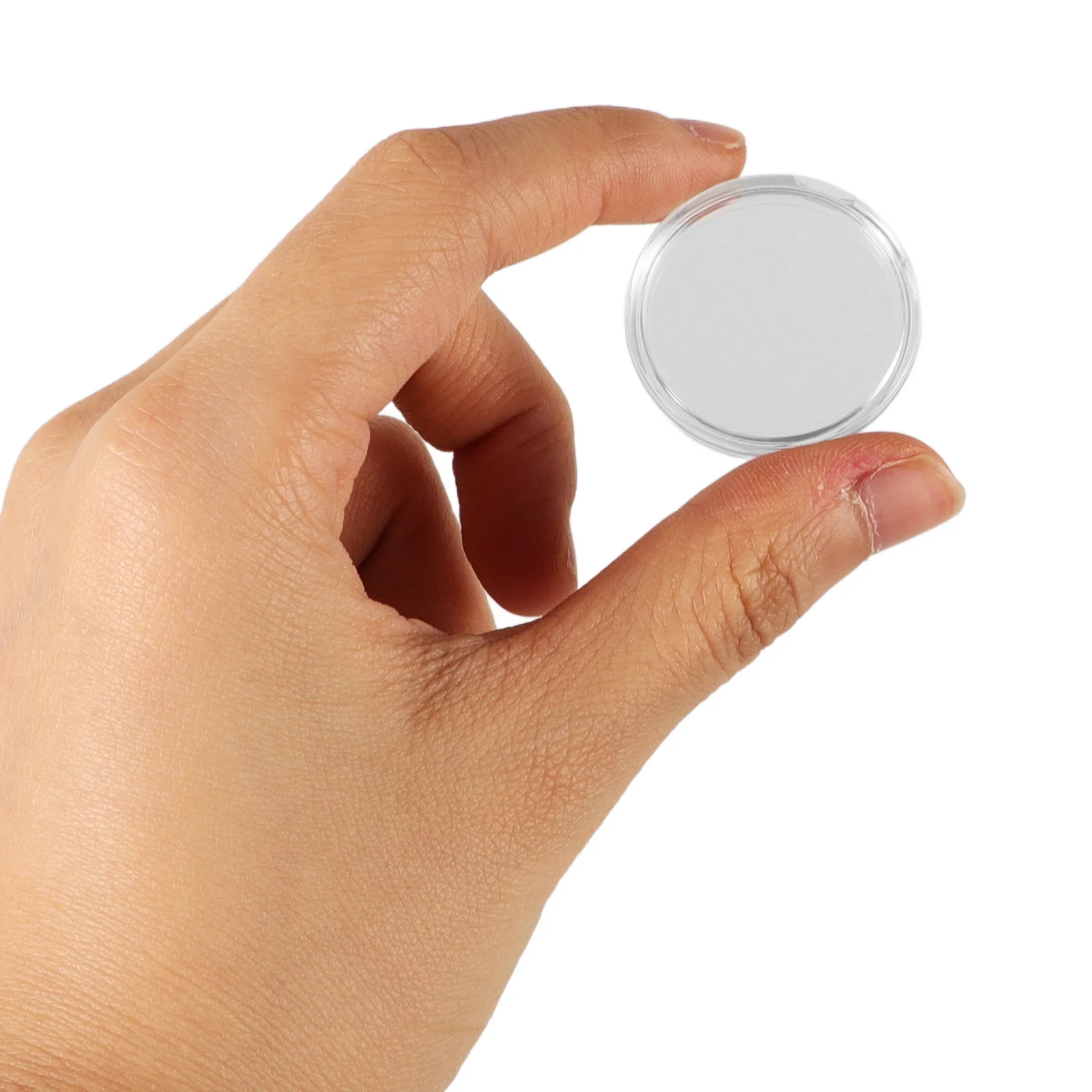 1 set Capsules 27Mm Transparent Plastic Coin Holders For Collectors Storage Box Crescent Opening Design Coin Case