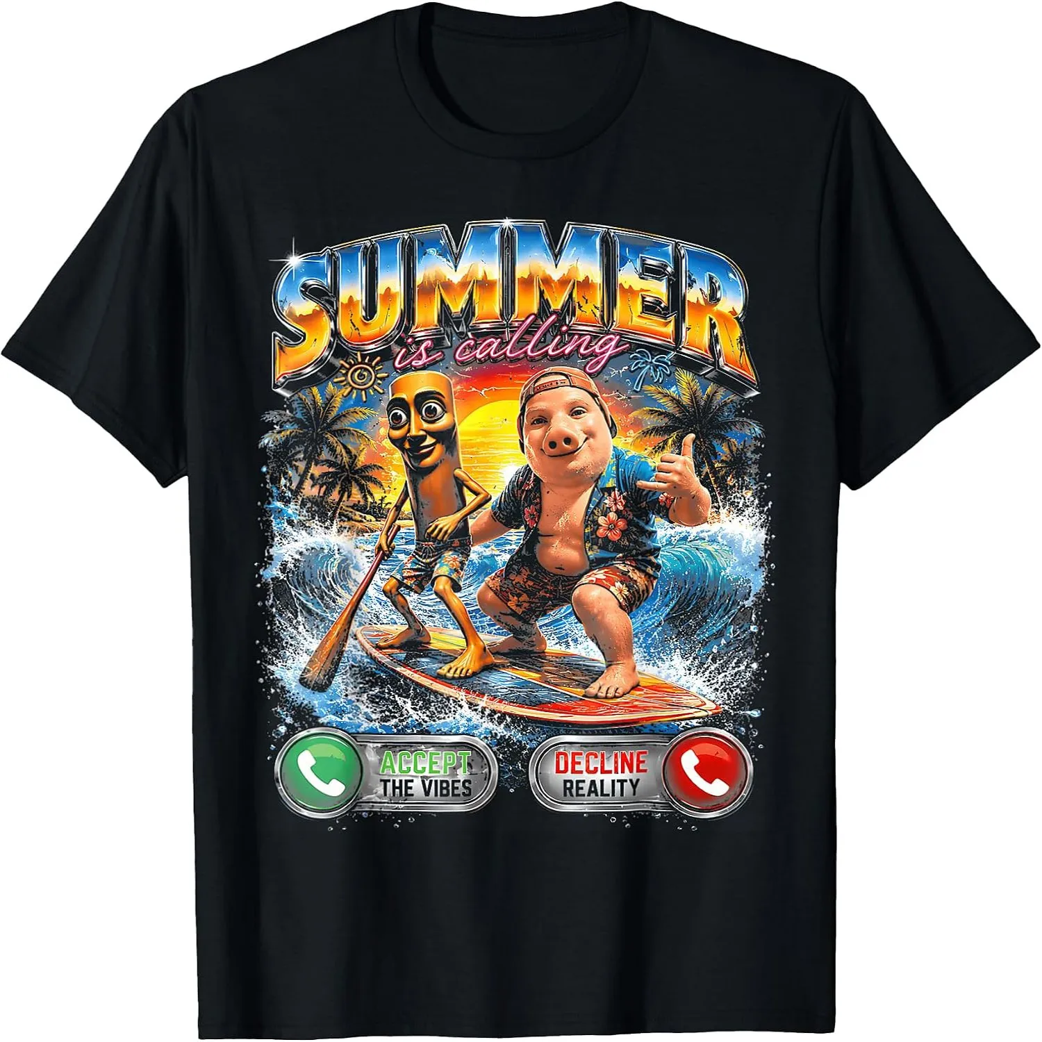 Summer is Calling Tung Tung Sahur John Pork Brainrot Meme T-Shirt