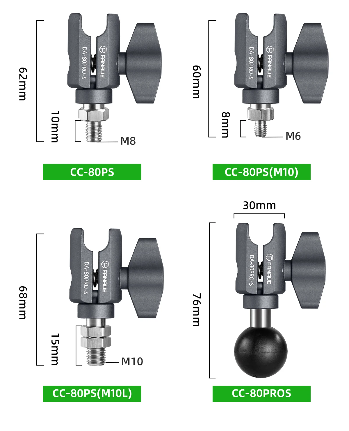 FANAUE Motorrad-Querstangenverlängerung, Pleuelhalterung, passt sich an 17 mm Kugelkopf-Handy-Sportkamera-Zubehör an – Detail 12